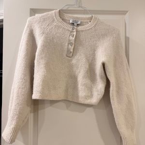 & Other Stories Alpaca Wool Embellished Triangle Buttons Balloon Sleeve Sweater